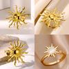 Exaggerated Sun Rings For Women Gold Stainless Steel Sun Adjustable Ring Fashion Anniversary Party Lucky Jewelry Gift