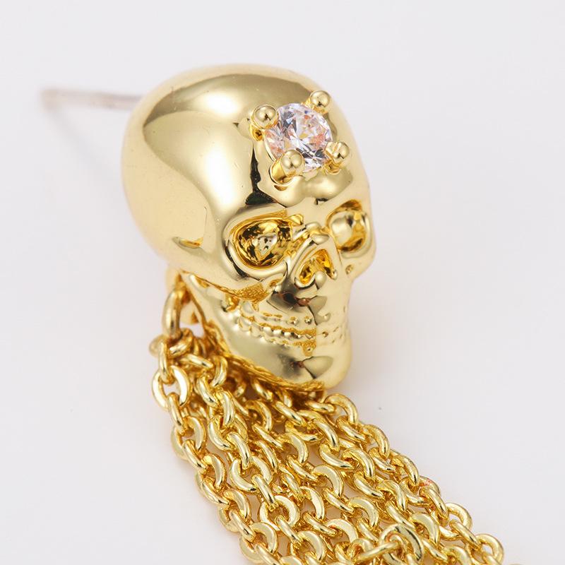 Kenjie McQueen Skull Pendant Earrings - Women's European & American Punk Studs & Ear Clips