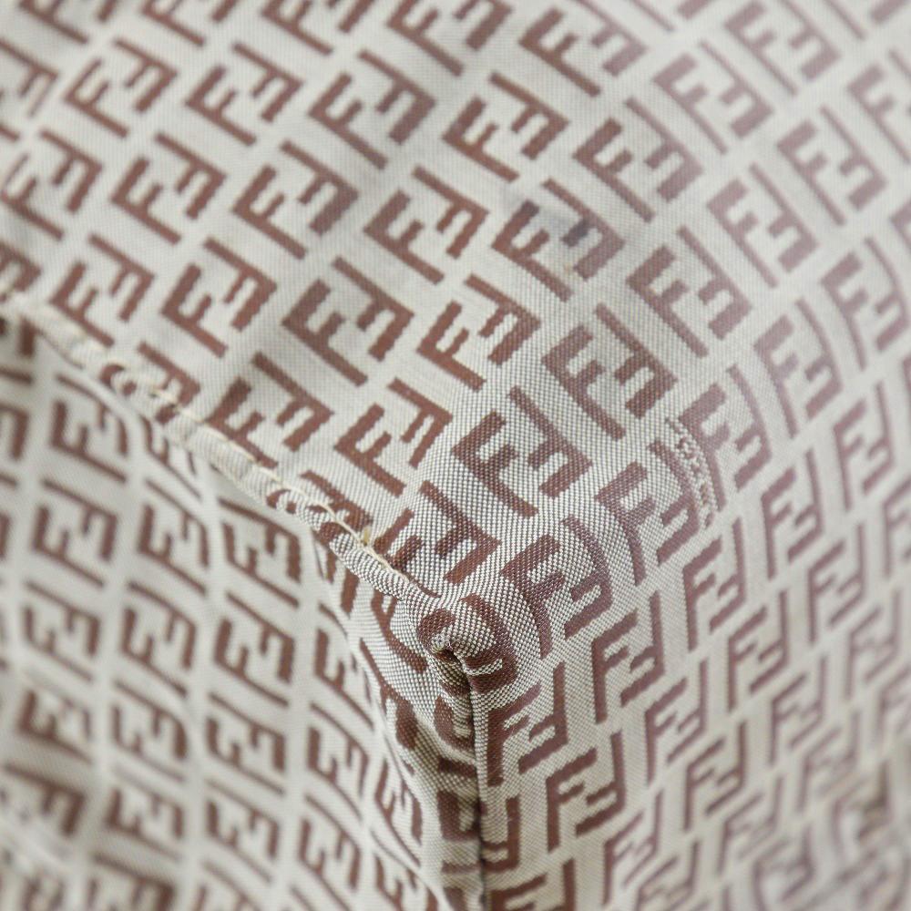 FENDI micro zucchini Tote Bag Brown/Gold Hardware Nylon/Calfskin Women Used