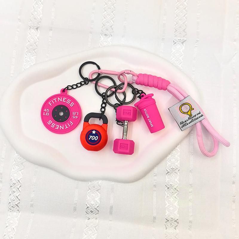 

Cute Hand-Woven Fitness Keychain Weight Plate Anti-Lost Gym Lover Key chain Ins DIY Nylon Rope Pendant Gym Gifts