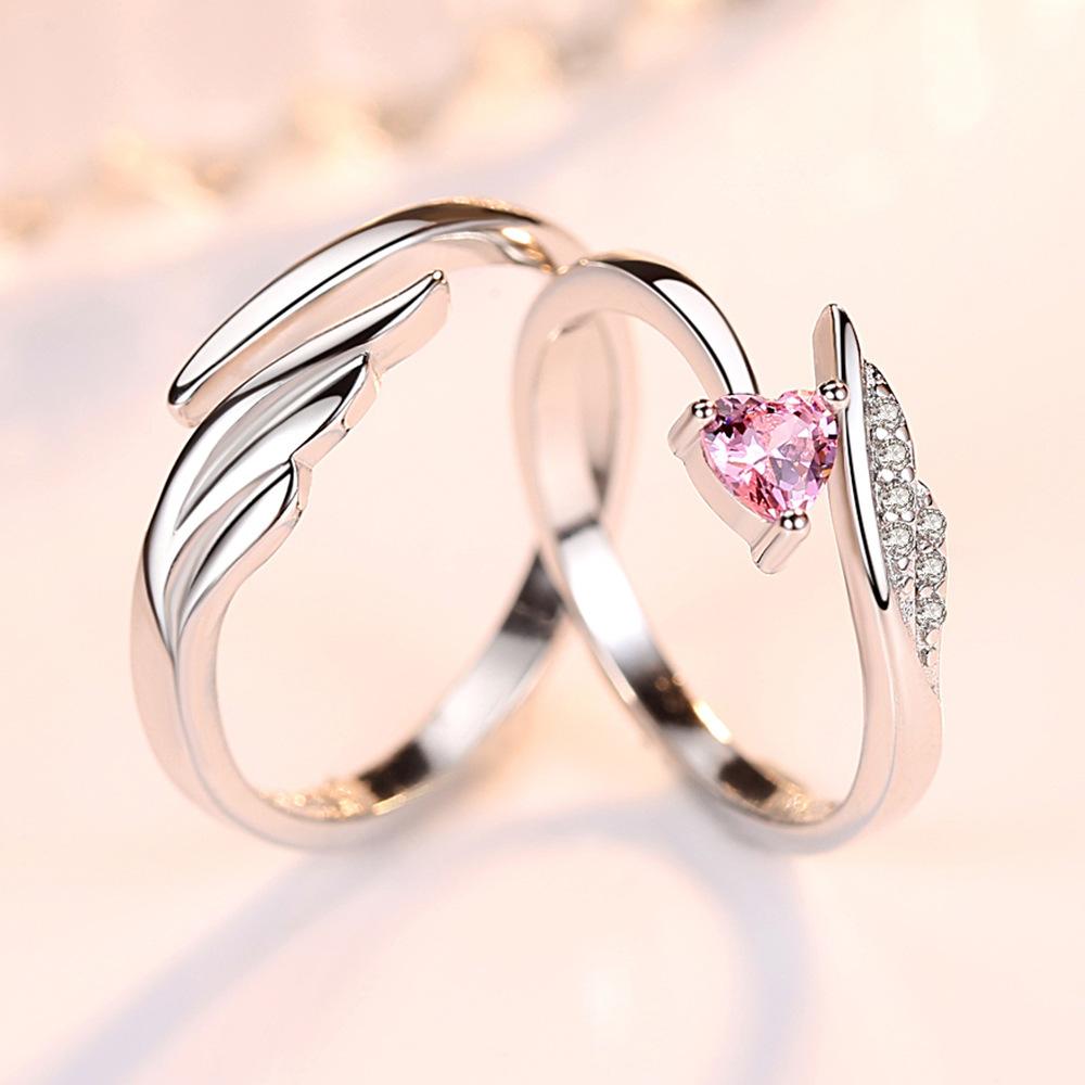 2Pcs 925 Silver Couples Ring Sets Light Polishing Simple Ring for Woman Man Classic Wedding Fine Jewelry Circle
