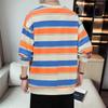 Hoodies with Round Neck Trendy Sweater Men's Spring and Autumn Round Neck Casual Long-sleeved T-shirt Couple Striped Pullover Loose Tops