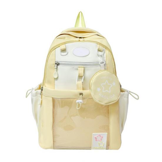 Girls Laptop Backpack Waterproof Backpack with Transparent Front Pocket Large Capacity Backpack with Padded Straps for School Street Travel