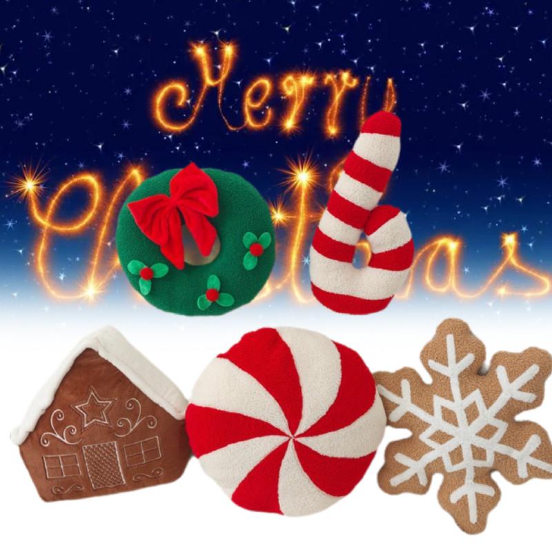 Plush Christmas Throw Pillow Cushion Garland Shape Stuffed Toy Doll Xmas Decor