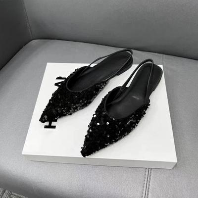 Fashion 2025 New Summer Women Cover Toe Sandals Fashion Sequin Slip On Shoes Ladies Elegant Party Dress Flats Sandalias