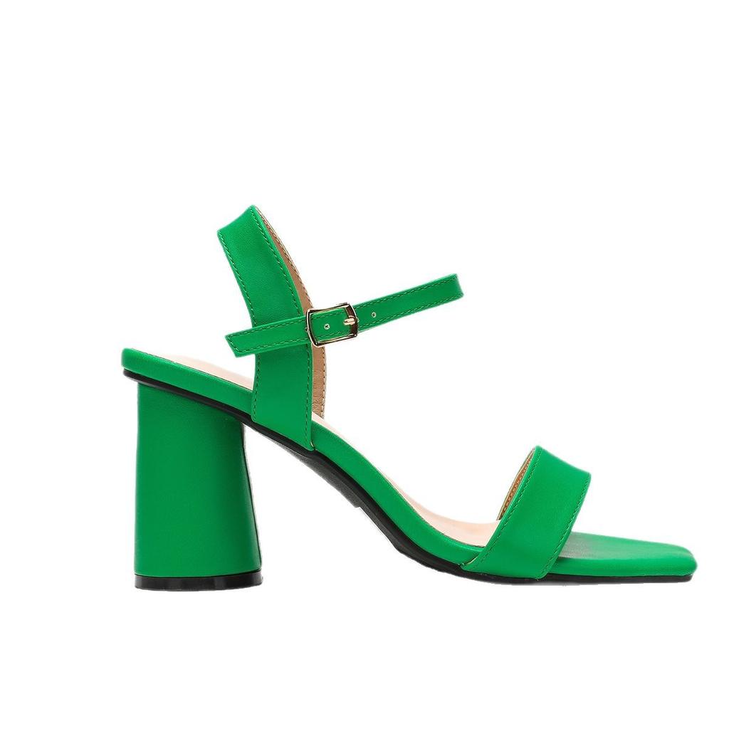 Ladies Dew Heel Summer Versatile Square Head Thick Heel Fashion Daily Temperament High Heel Sandals