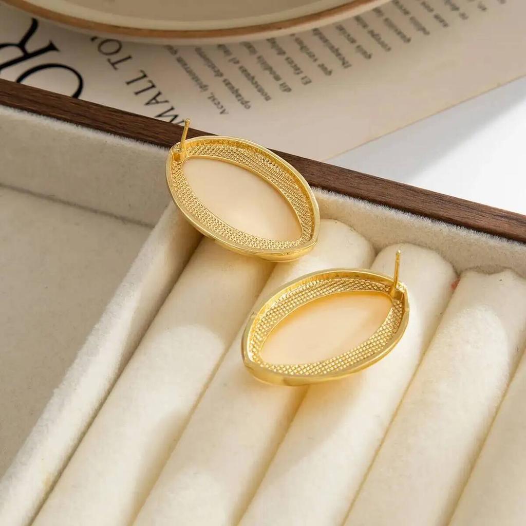 Retro Resin Oval Stud Earrings for Women Geometric Earring Jewelry Accessories