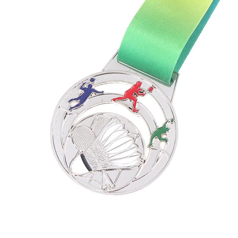 1Pc Metal Badminton Award Medals With Neck Ribbon Gold Silver Bronze Prizes Award Medal For Kids Sports Competition Games