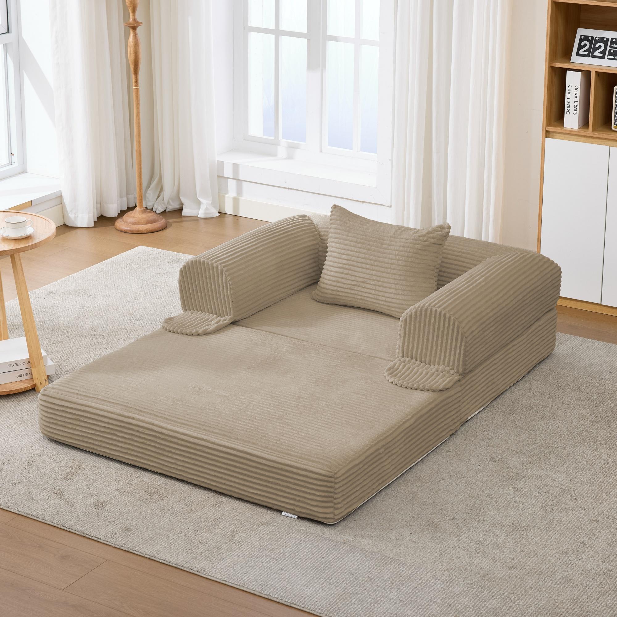 Corduroy Single Sleeper Sofa Convertible, Folding