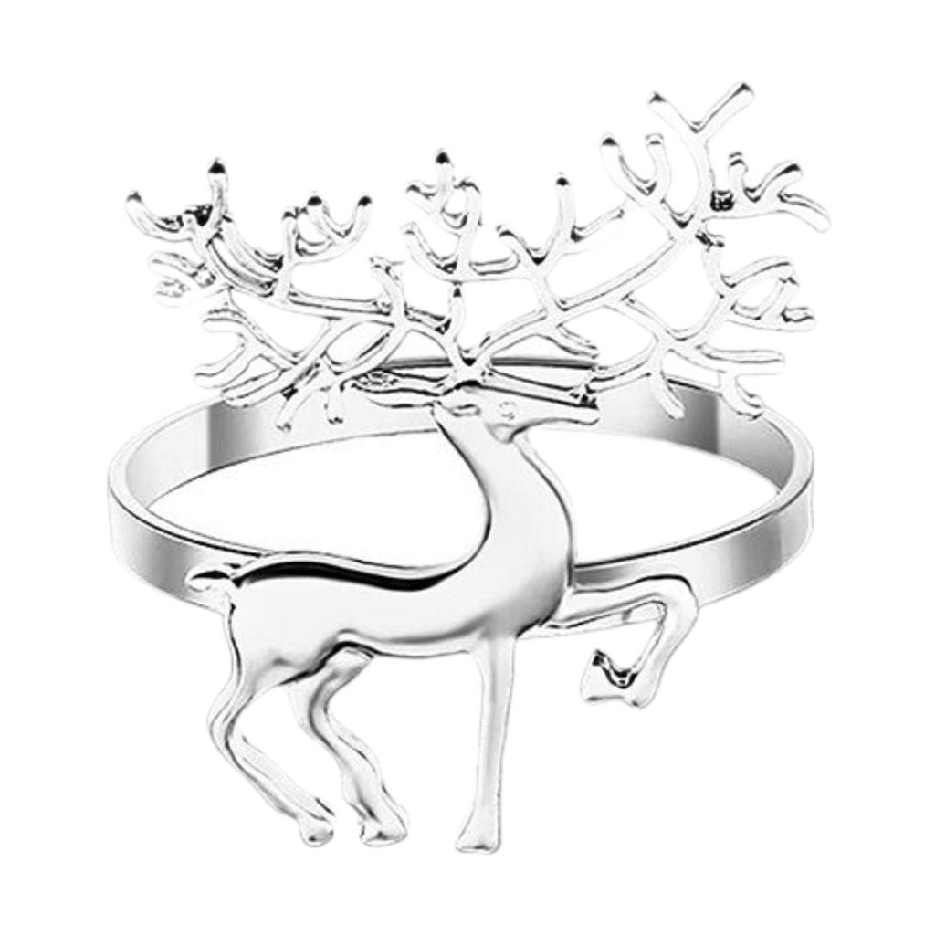 6x Christmas Deer Napkin Rings Metal Tableware Ornaments Reindeer Napkin Holders for Wedding Festival Xmas Dinner Table Kitchen