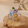 Natural Topaz Diopside Citrine Amethyst Ring Women'S S925 Sterling Silver Multi-Color Treasure