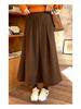 Jiu'er Berlin Wool Midi Skirt - Women's High Waist, Large Hem, 0760
