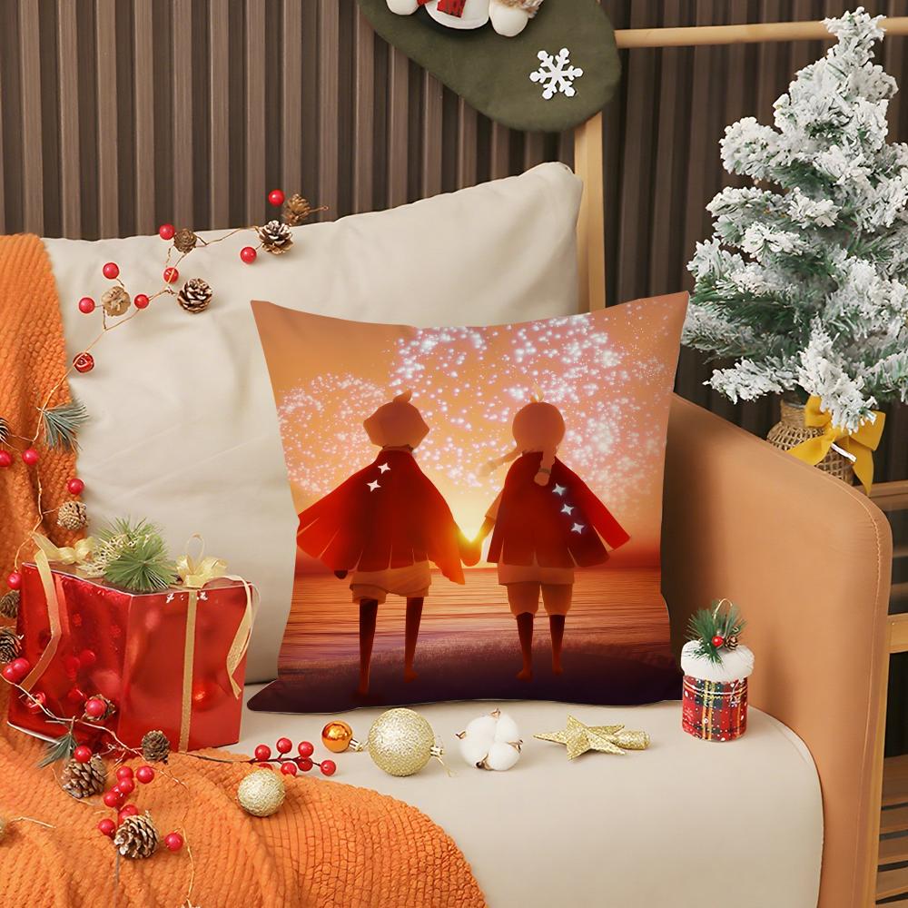 S-Sky Children of the Light Pillow Case Anti-dustmite Pillow Invisible Zipper Silky Short Plush Sofa Cushion Cover