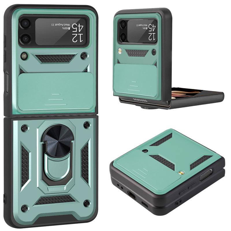 Samsung Z Flip4 Foldable Magnetic Bracket Case with Push-Window and Anti-Drop Protection