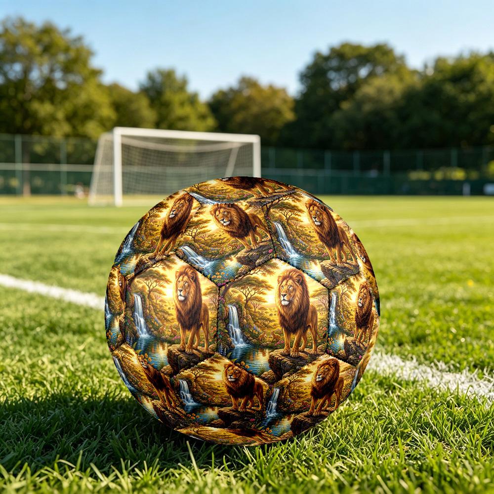 1pc Lion Wild Durable Size 5 Soccer Ball Professional Match Training Football Indoor &Outdoor Sports Ball P60151