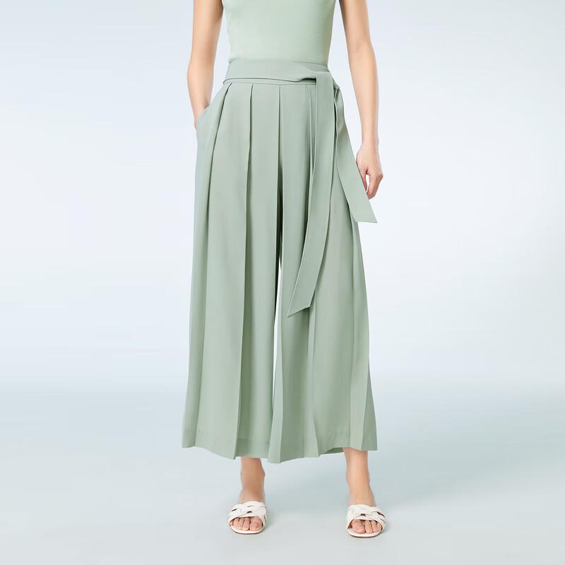 OVVOVV Women's Acetate Pleated Wide-Leg Culottes with Belt