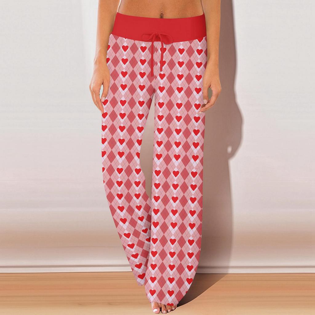 Damen Pyjamahose Nachtwäsche Lässige Hose mit Kordelzug und elastischer Taille Bequeme gerade lockere Yogahose