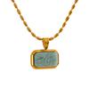 Yhpup Amazonite Square Natural Stone Stylish Pendant Stainless Steel Necklace Chic Exclusive Waterproof High Quality Jewelry