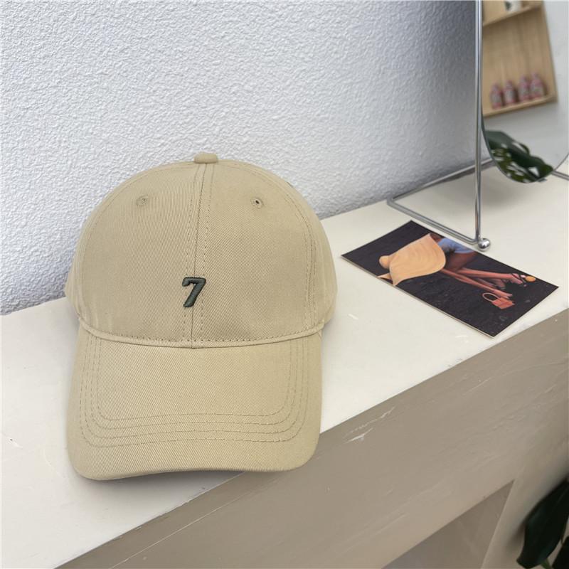 Korean Style Number 7 Embroidery Deep Top Baseball Cap With Wide Brim For Sun Protection And Breathability