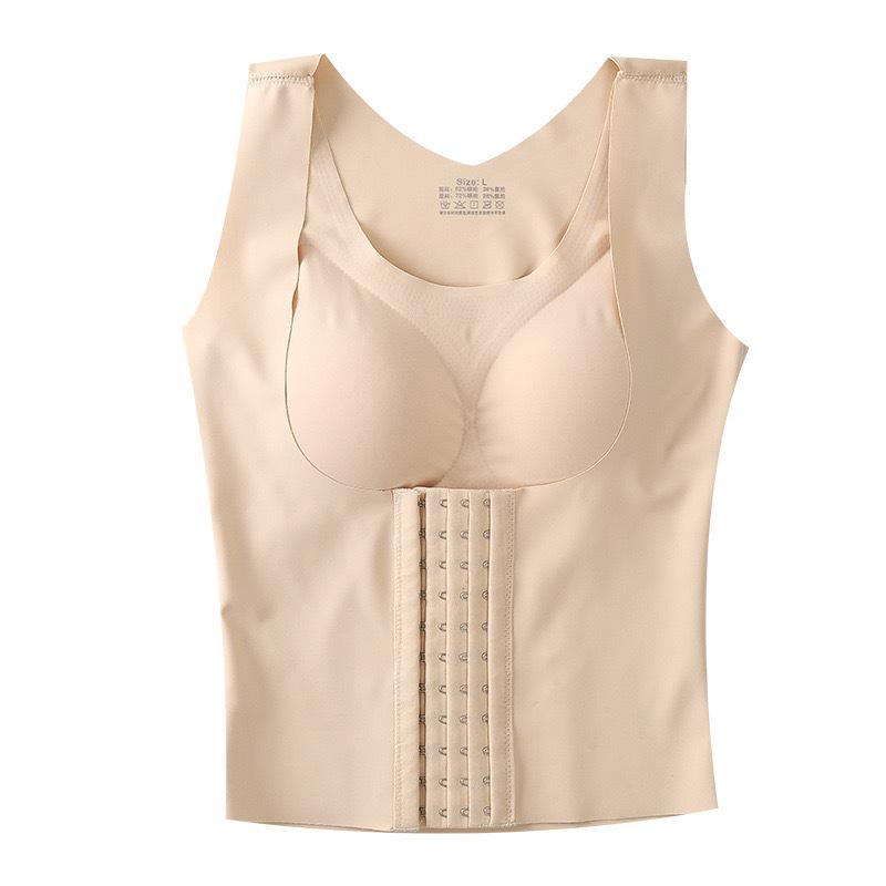 Postpartum Slimming Waist Trainer Bra Vest with Chest Pads and Anti-Hunchback Support