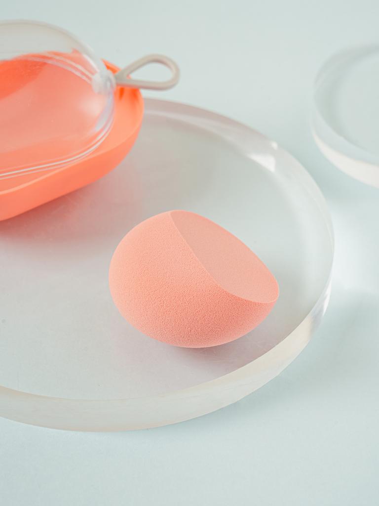 Hygienisches halbkreisförmiges Make-up-Puff & Aufbewahrungset