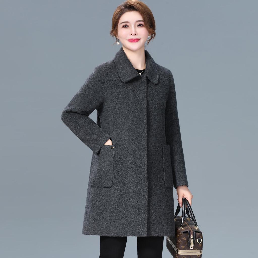Women's Mid-Length Double-Sided Cashmere Coat for Autumn/Winter 2025 - Elegant Wool Coat for Middle-Aged and Elderly