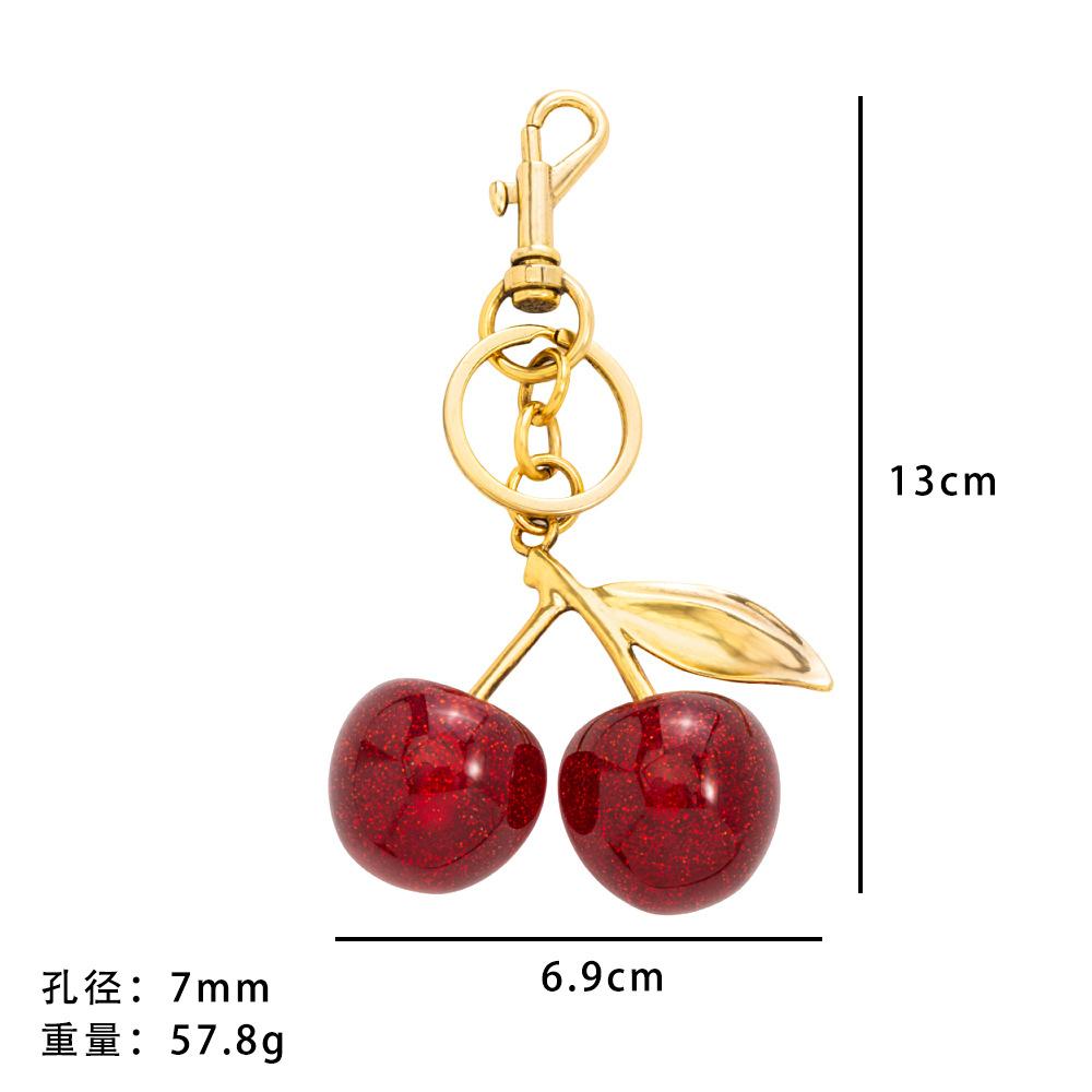 New Personality Trendy Stainless Steel Acrylic Cherry Bag Keychain for Women Cute Summer Handbag DIY Jewelry Accessories No Fade