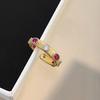 Italian Buccella Silk Craft Woven Gold Engraved Red Corundum Bracelet With Diamonds Two-Color Gold Ring Narrow Version Bracelet Women