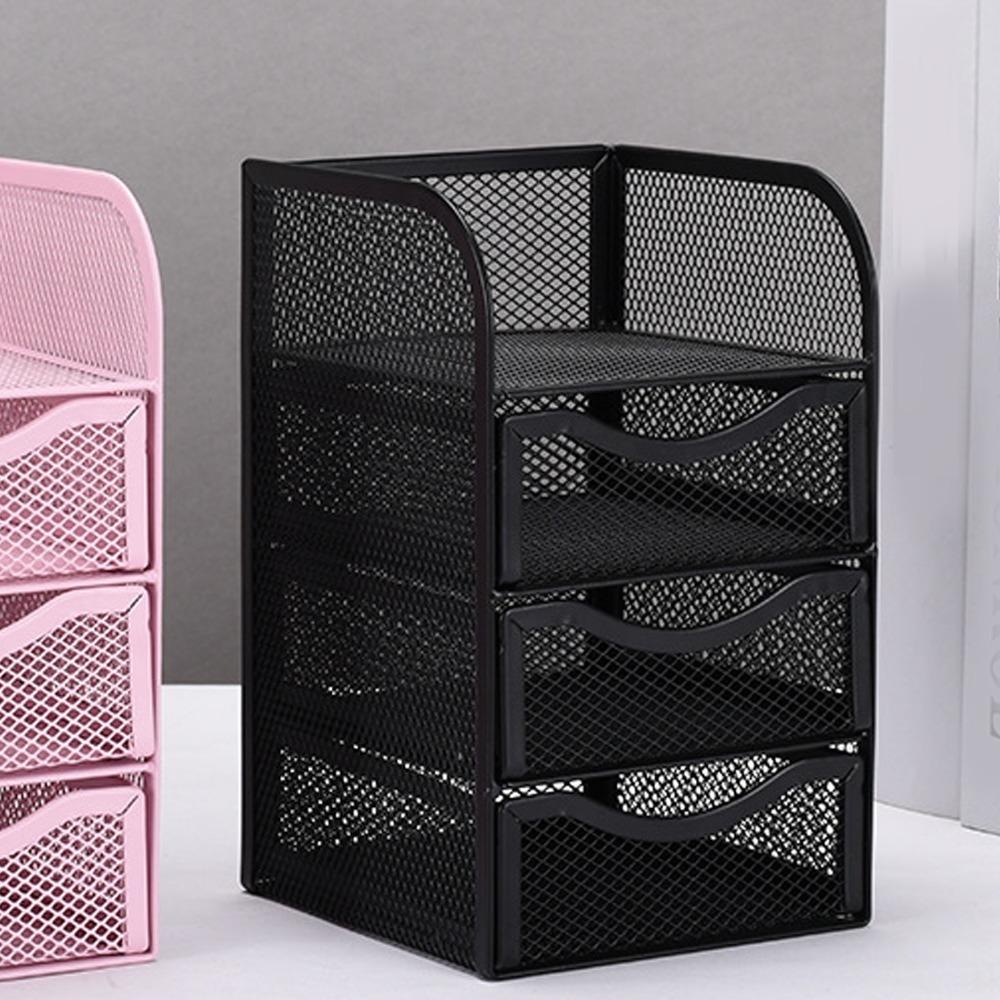 Metal Desk Organizer Black Stationery Organizer Pen Container Desktop Organizer For Home