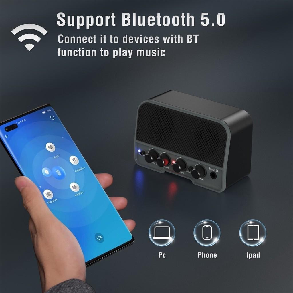 5W Rechargeable Electric Guitar Amplifier Clean&Overdrive Effects Bluetooth 5.0 Portable for Daily Practice Mini Guitar Amp