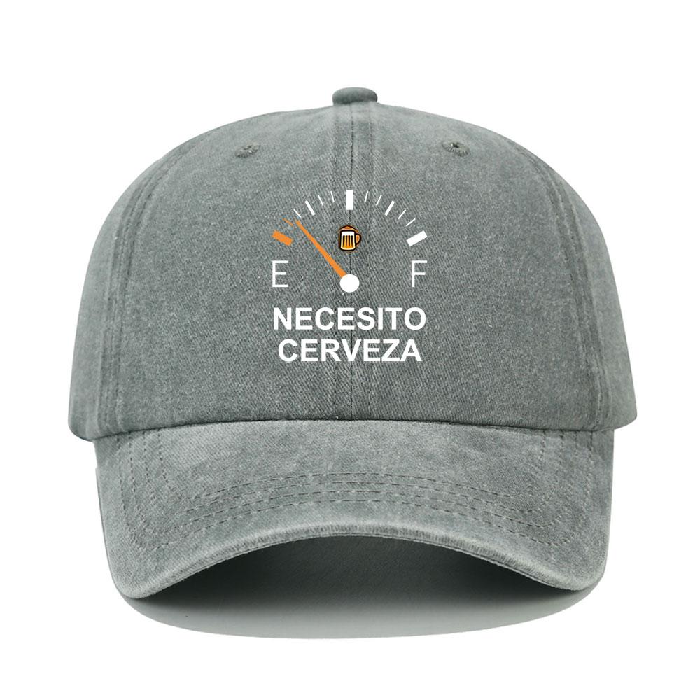 

2024 NECESITO CERVEZA бейсболка с надписью на испанском языке из стираного хлопка для папы, регулируемая кепка для защиты от солнца, спортивные кепки, шляпы One Size серый