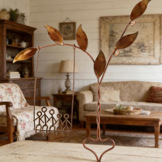 Rooted in Love Swing Sculpture Iron Hanging Swing Wall Decor Rustic Farmhouse Wall Art for Bedroom Living Room Housewarmings Gift for Couple