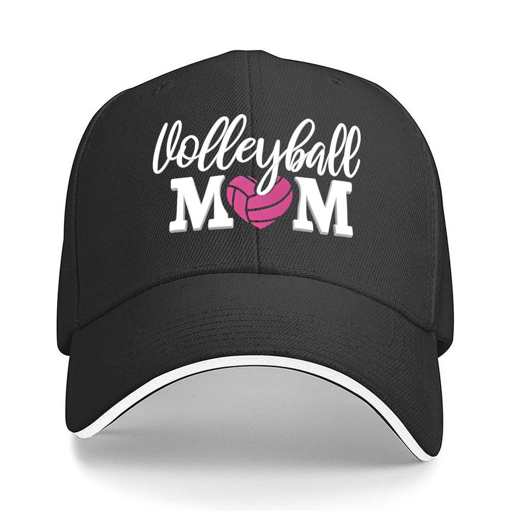 Volleyball Mom Love Heart Volleyball Baseball Cap Adjustable Breathable Golf Hat for Women Fashion Sandwich Baseball Cap