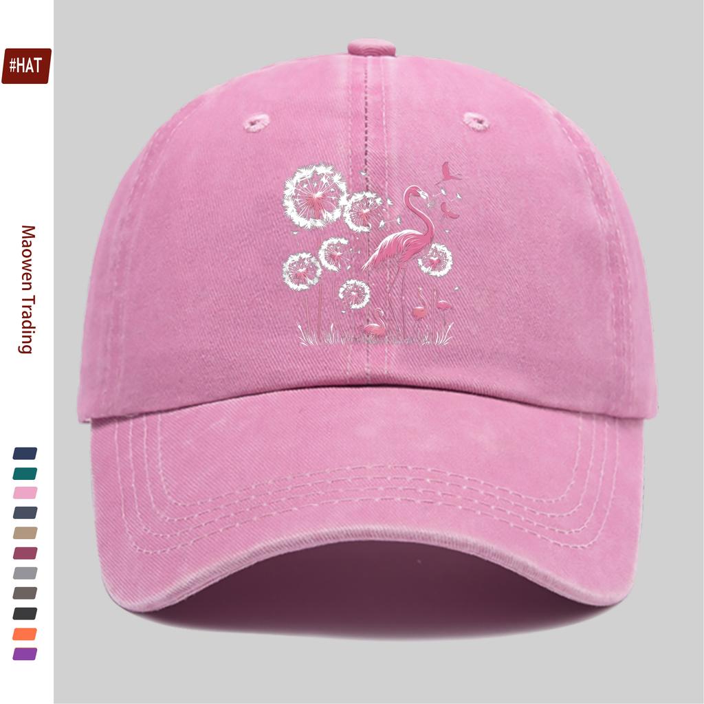 Pc Unisex Adjustable Snapback Baseball Cap with Flamingo Dandelion Print Lightweight Vintage Suitable for Dating Travel B