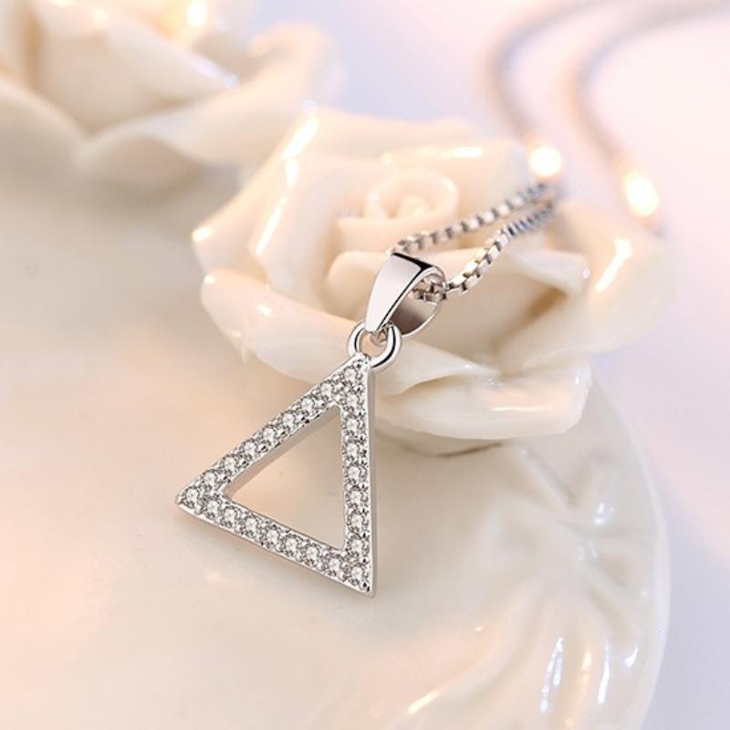 925 Sterling Silver Pentagram Heart Pendant Triangle Square Round Quadrangle Pendant Necklace