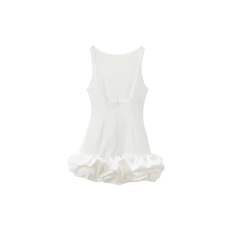 Western Style New Sexy Backless Frill Dress Sexy Backless Lotus Leaf Dress