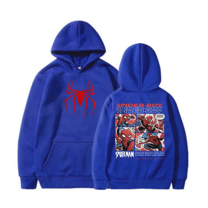 Spider-Man Unisex Fleece Hoodie: Spring & Fall Cartoon Print for Kids