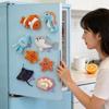 Cartoon Marine Life Plush Magnet Set With Pp Cotton For Refrigerator Decor