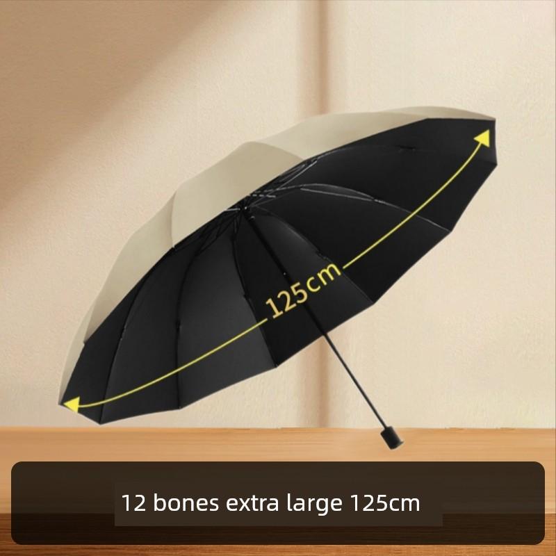 12-Bone Extra-Large Folding Umbrella for Heavy Rain, Enlarged, Thickened, and Reinforced, Dual-Purpose for Sun and Rain, Sun Protection Umbrella