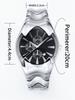 Y2K Quartz Watch Futuristic Case Wavy Stainless Steel Band Chronograph Date Business Waterproof Wristwatch
