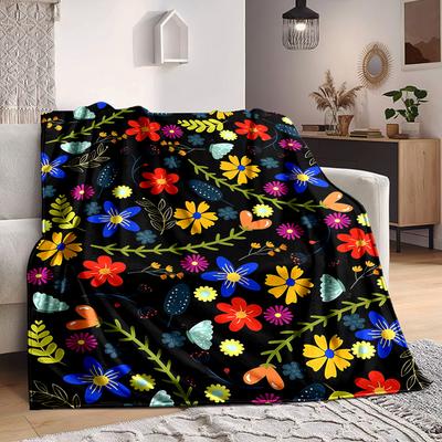 1 Peça Manta com Padrão Floral Quente, Aconchegante e Macia, Adequada para Sofás, Camas, Carros e Uso no Escritório. Perfeita para Acampamento e Viagens, Tornando-a um Ótimo Presente