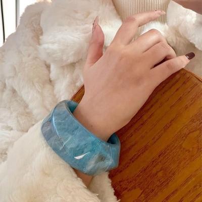 Shinny Glitter Acrylic Bangle Chunky Wide Bracelet Resin Bracelet  Holiday Accessories