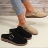 Nieuwe Mode Dames Casual Faux Suède Pantoffels Sleehak Kurk Muiltjes Platform Klomp Antislipzool Gesp Buiten Huis Schoenen