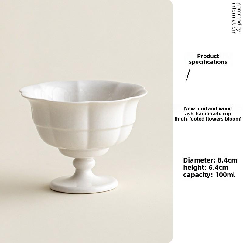 

Grey Glazed High Footed Tea Cup, Handmade Master Cup, Kung Fu Tea Set, Home Brewing, Drinking Ceremony, Floral Design 200ml