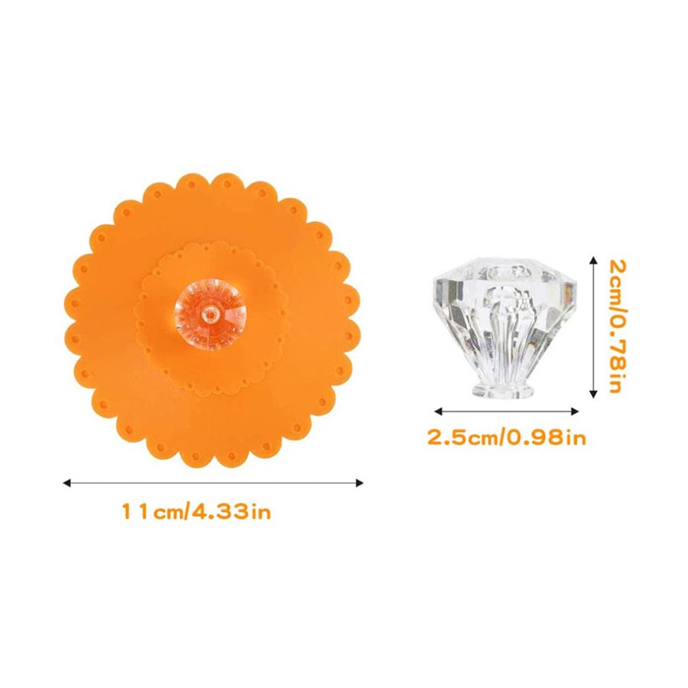 Silicone Wor 6Pcs 11CM Transparent Diamond With Flower Pattern Cup Lids Dust-Proof Silicone Mug Cover Bright Color Drink Cup Lid