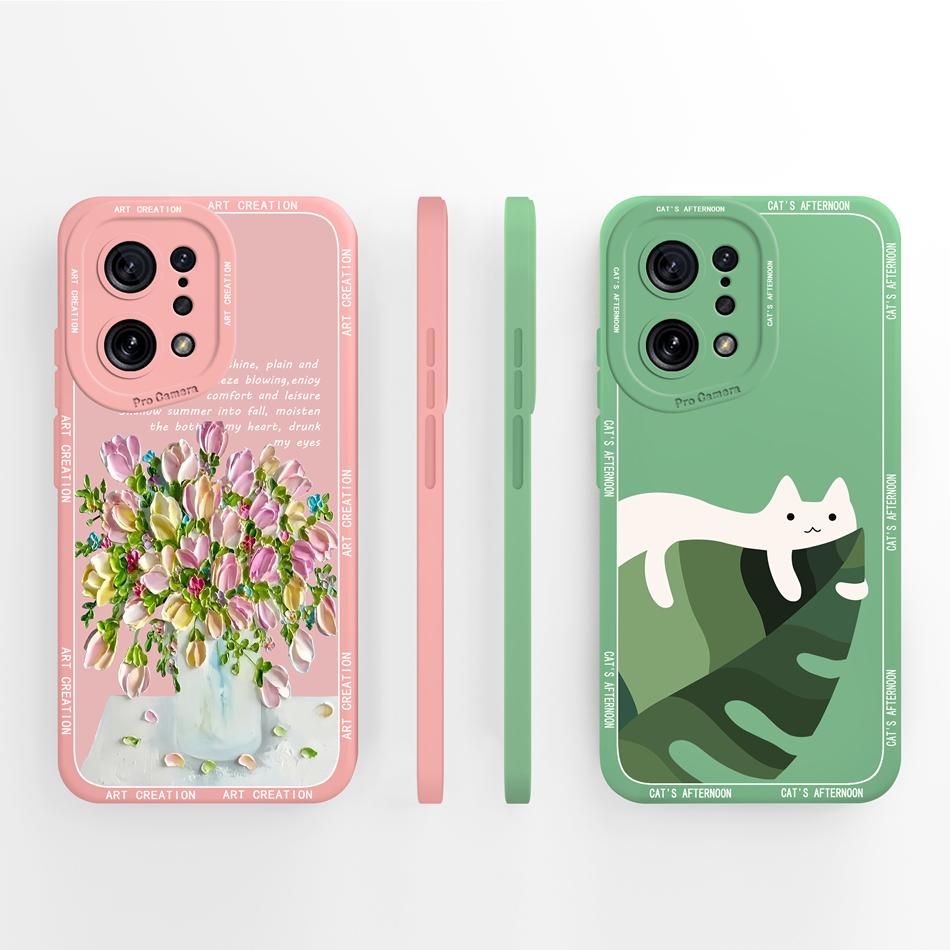 For Oppo Find X5 Pro Lite Case Artistic Style Funda For Oppo Find X 5 X5Pro X5Lite Liquid Silicone Soft Phone Back Cover Coque