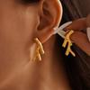 Qiong Yao Gold-Plated Irregular Tree Branch Dangle Earrings, Stainless Steel Studs, Colorfast Design