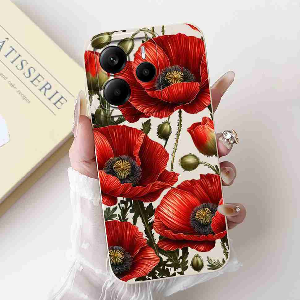 Luxury Rose Cover For Xiaomi Redmi Note 14 5G Case 6.67" Soft Slim Phone Case For Redmi Note 14 Note14 5G Capa Bags