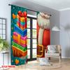 Set Of 2 Flat Printing Christmas Curtains Santa Gifts Holiday Digital Printed Polyester Drapes Family Party Decoration Curtain Made