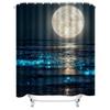 Full Moon Over Ocean Design Waterproof Shower Curtain Heat Resistant Machine Washable Non-Transparent 180x180cm